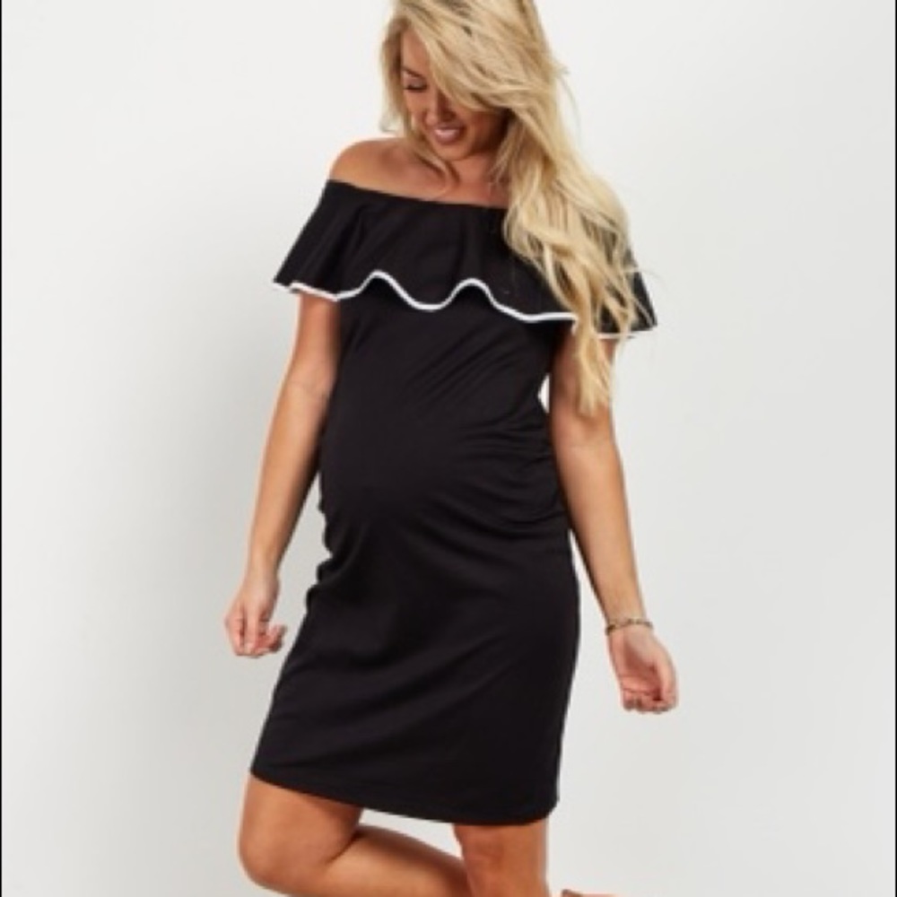 Black Off Shoulder Fitted Dress